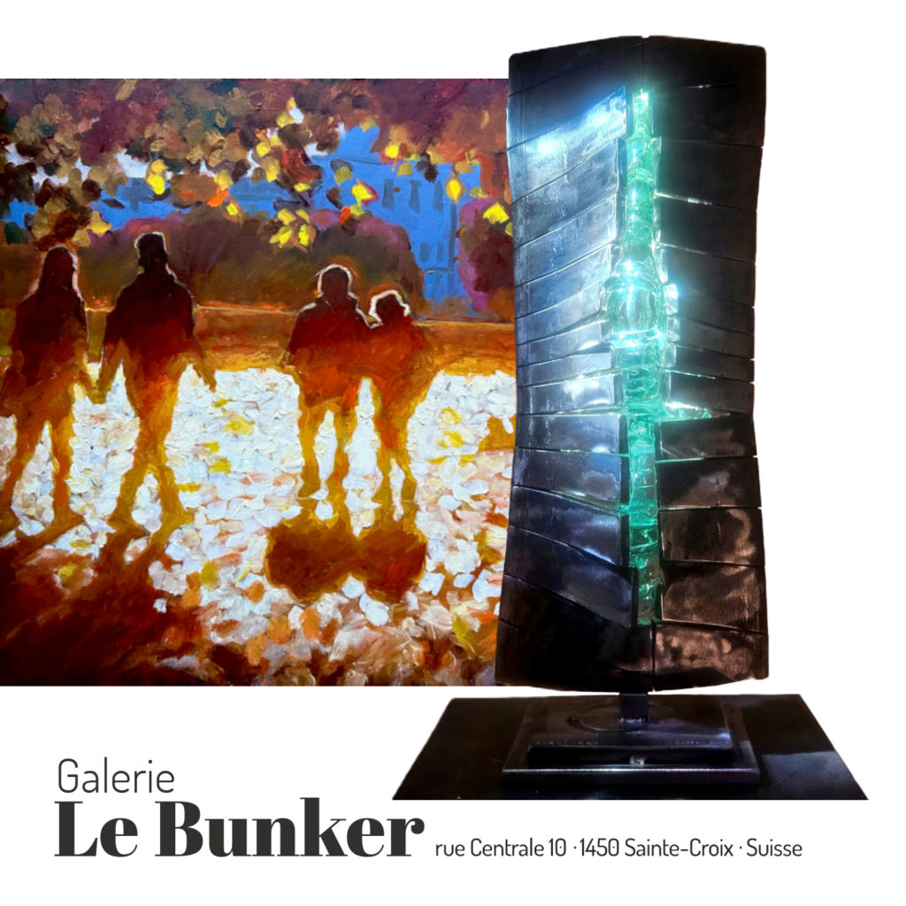 du 1er au 29 novembre 2025 Exposition Lumières entrelacées Peter Stalder peinture à l'huile Paul Estier sculpture en verre et acier